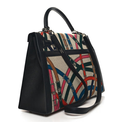 Hermes Swift Toile De Camp Cavalcadour Kelly Sellier 32 Black 3 of 13