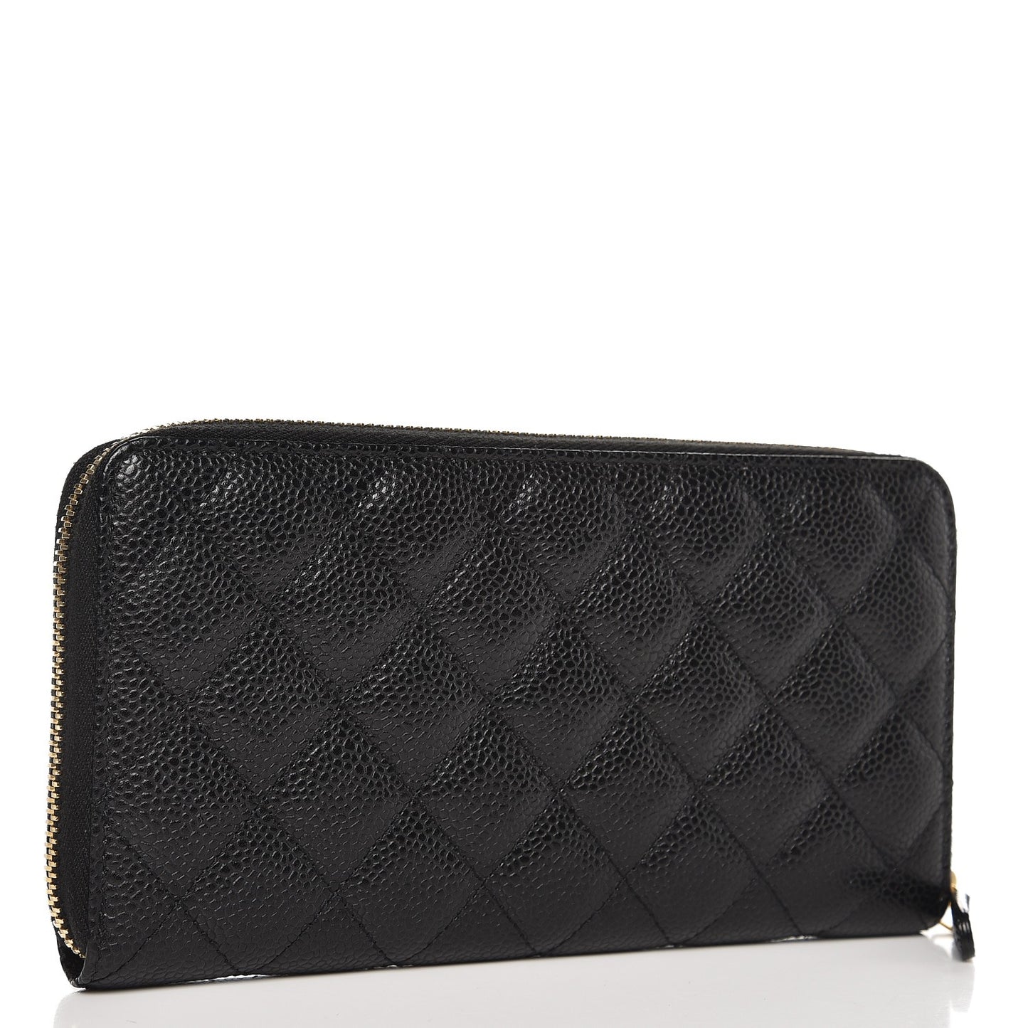 Caviar Quilted Large Gusset Zip Around Wallet Black