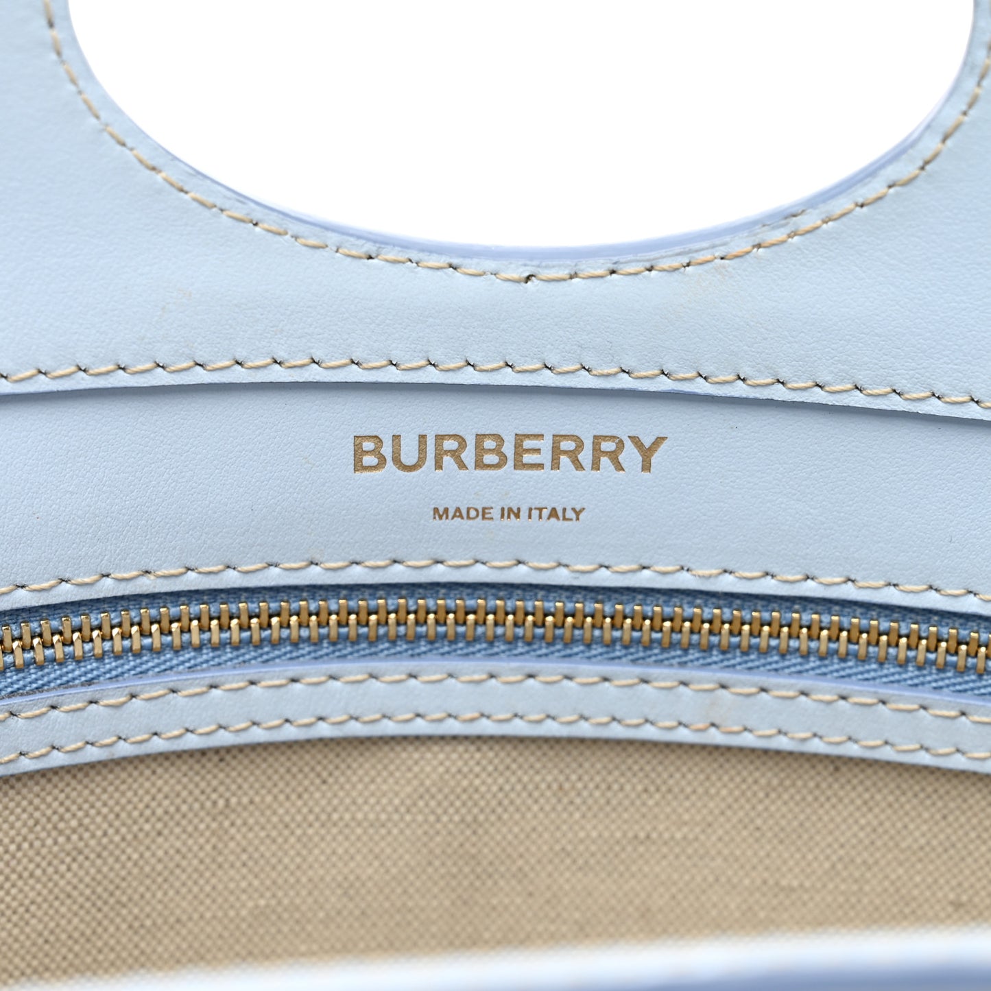 Canvas Smooth Calfskin Two Tone Mini Pocket Bag Natural Pale Blue