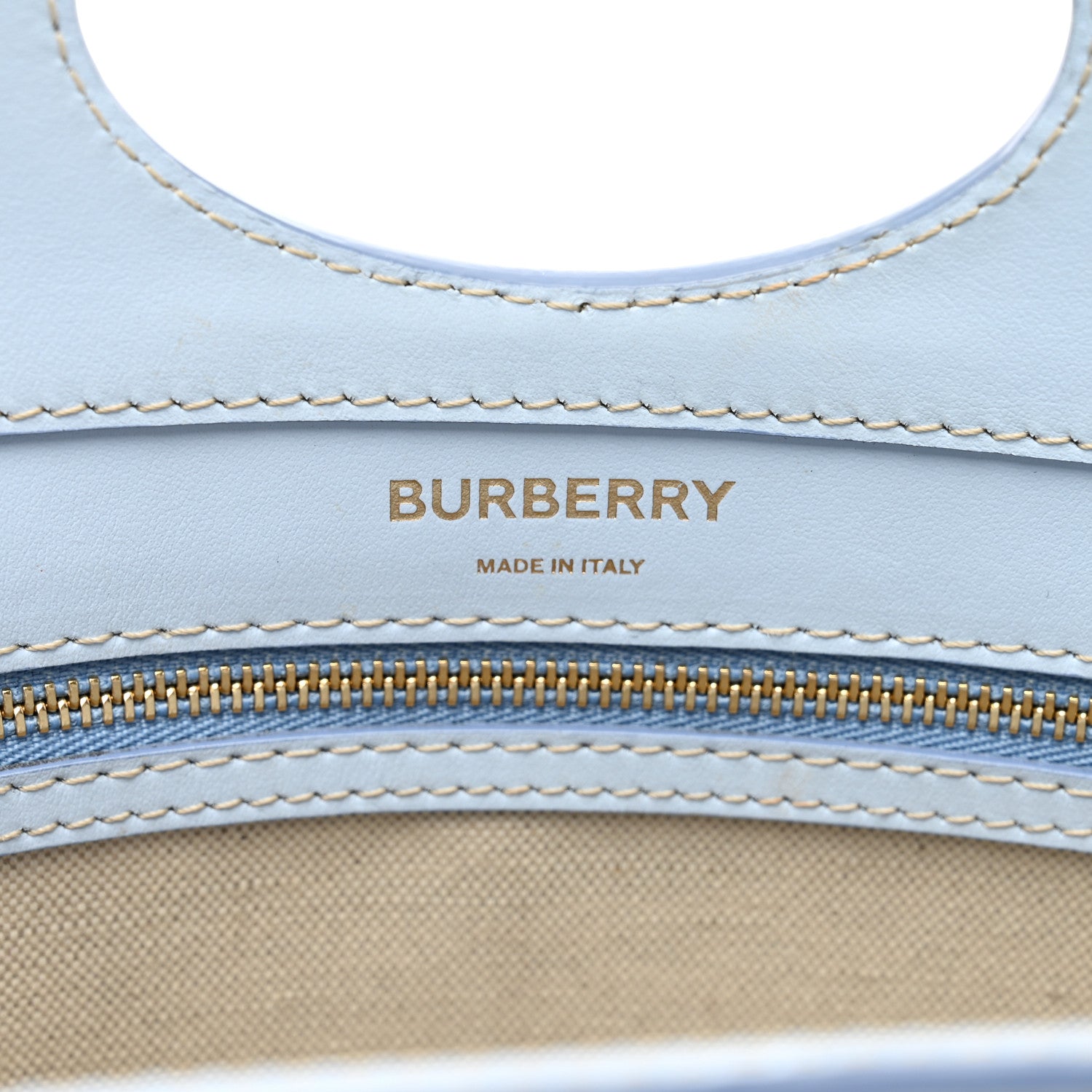 Burberry Canvas Smooth Calfskin Two Tone Mini Pocket Bag Natural Pale Blue 7 of 9