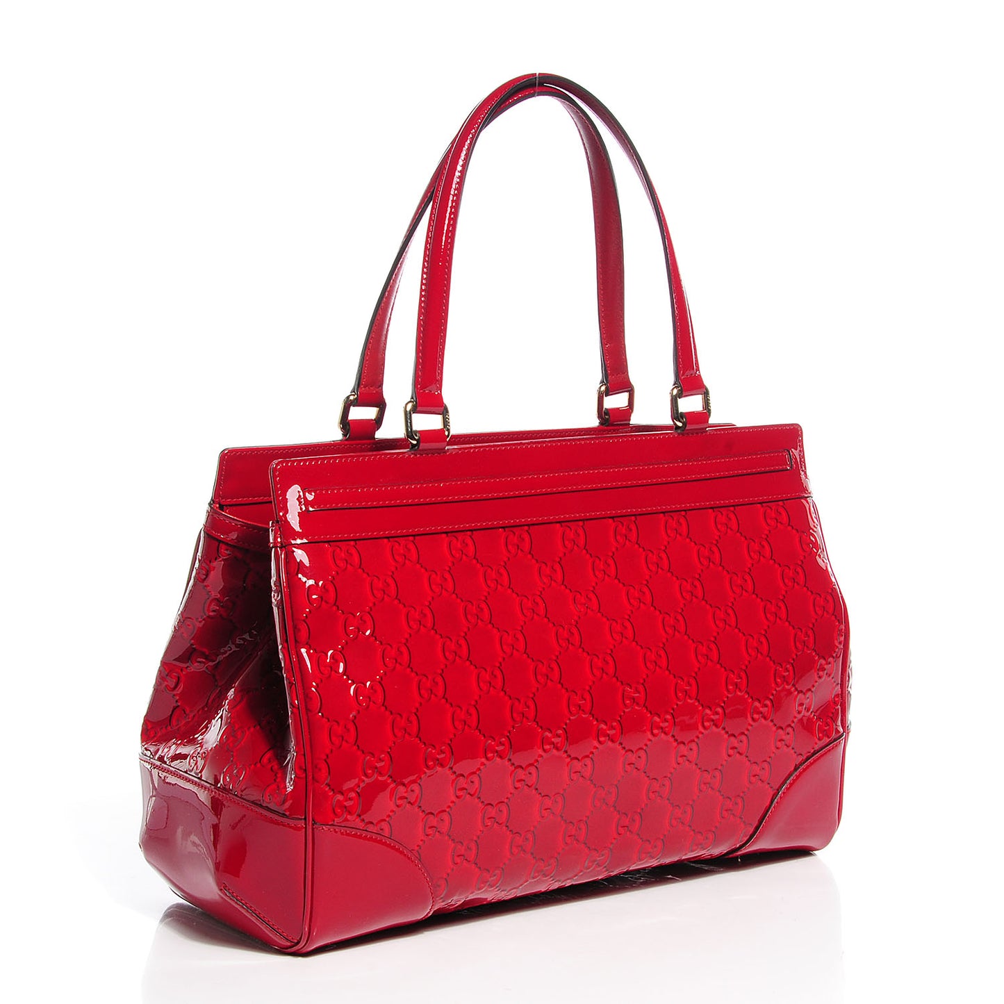 Patent Guccissima Medium Mayfair Tote Red