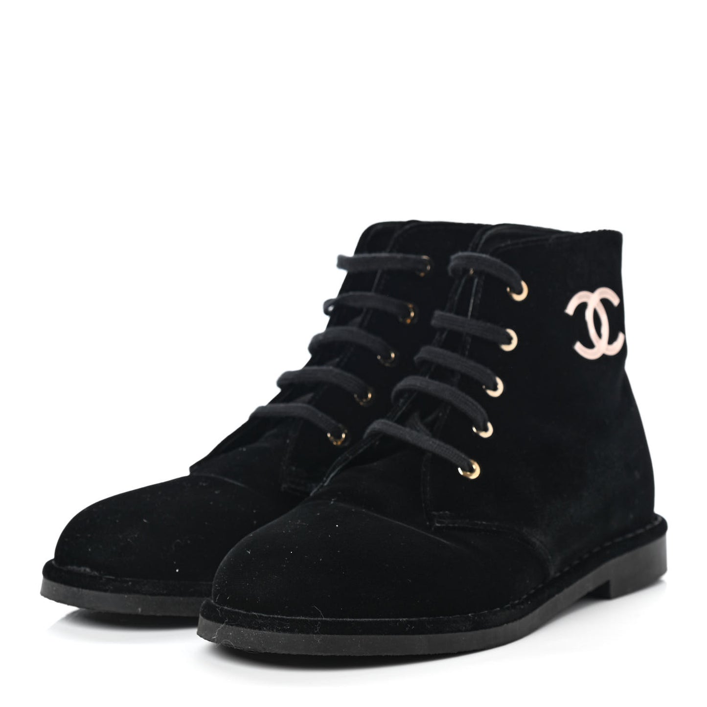 Velvet CC Lace Up Boots 38.5 Black