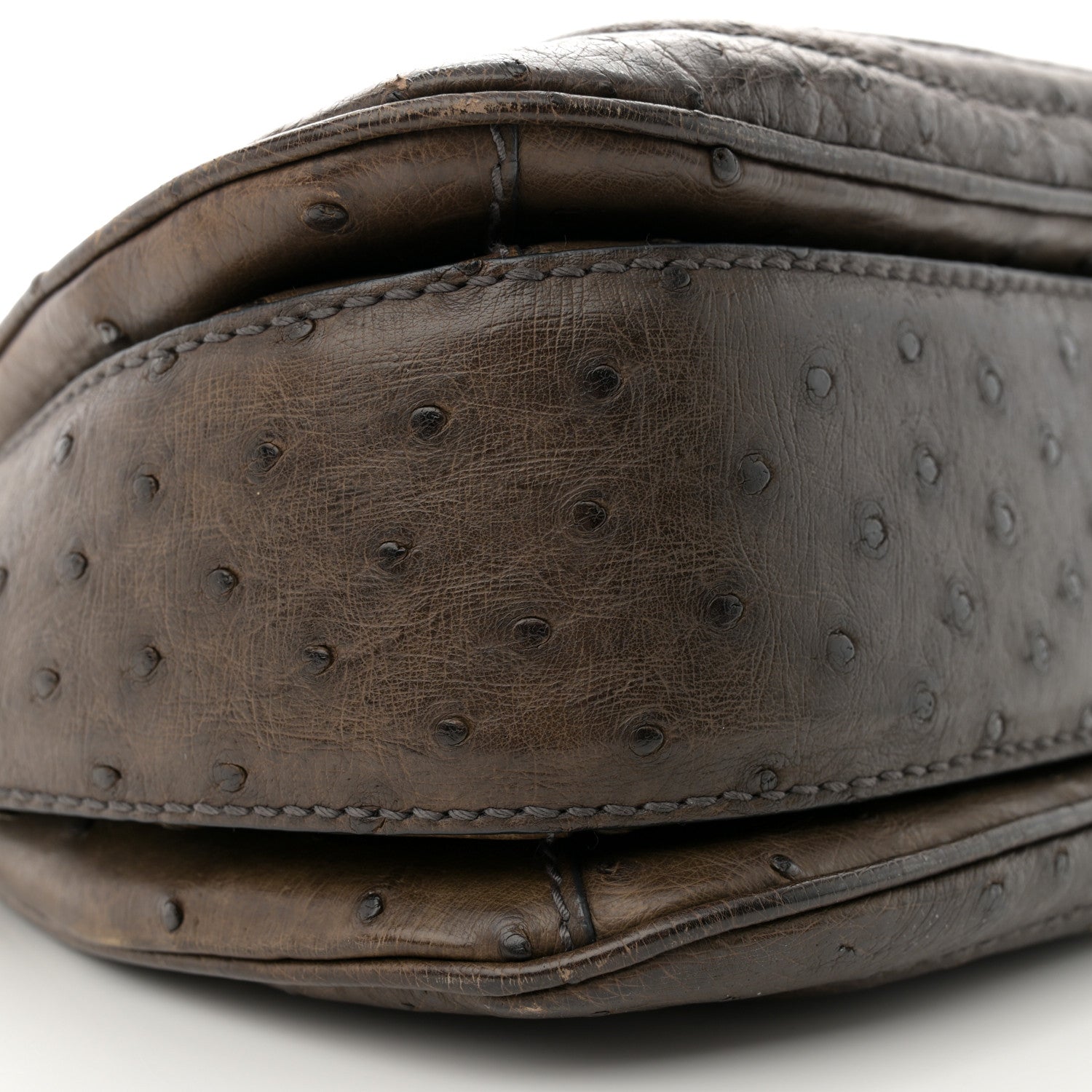 Gucci Ostrich Medium New Bamboo Top Handle Bag Dark Brown 9 of 14