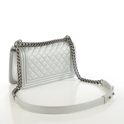 Chanel Metallic Calfskin Quilted Medium Boy Flap Silver 3 of 9