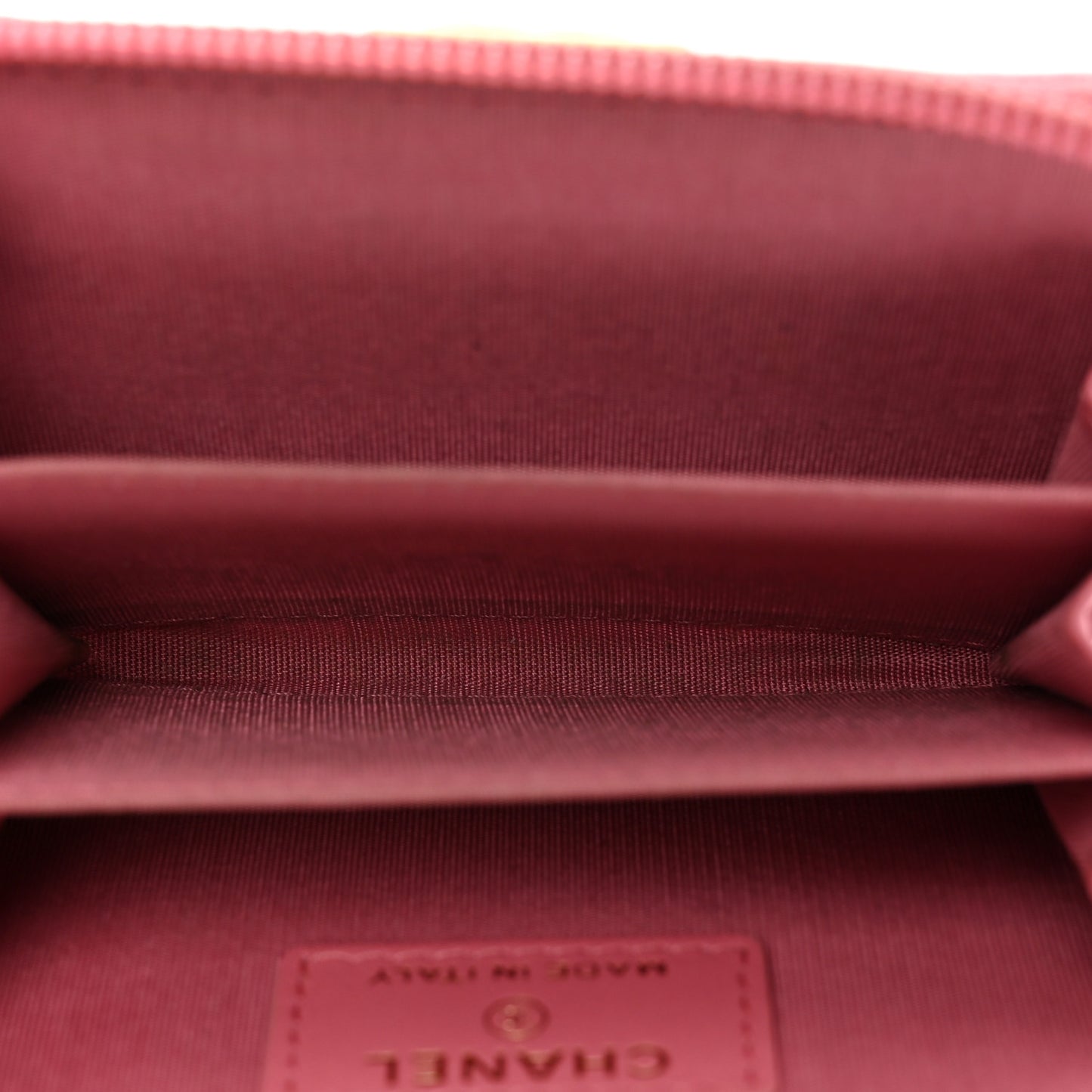 Caviar Chevron Quilted Boy Zip Around Coin Purse Wallet Pink