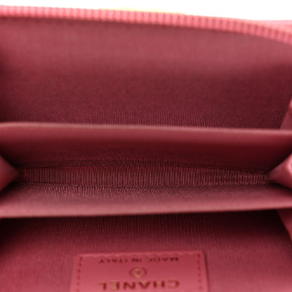 Chanel Caviar Chevron Quilted Boy Zip Around Coin Purse Wallet Pink 5 of 7