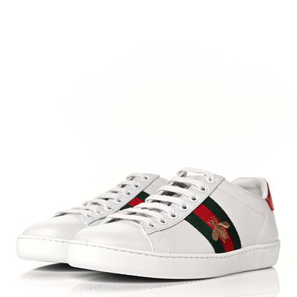 Gucci Calfskin Ayers Bee Embroidered Womens Ace Sneakers 36 White Green 3 of 10