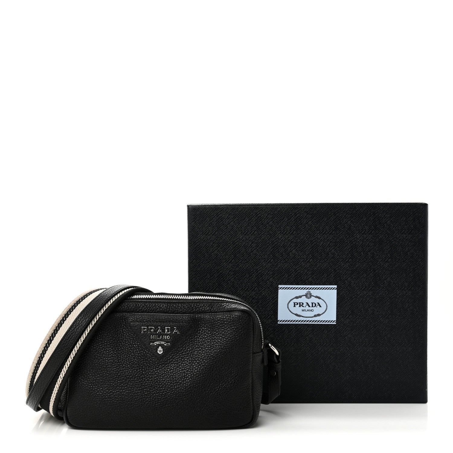 【極美品✨】PRADA プラダ　ボディバッグ　VITELLO DAINO 黒 Prada Black Vitello Daino Leather Crossbody Bag by WP Diamonds
