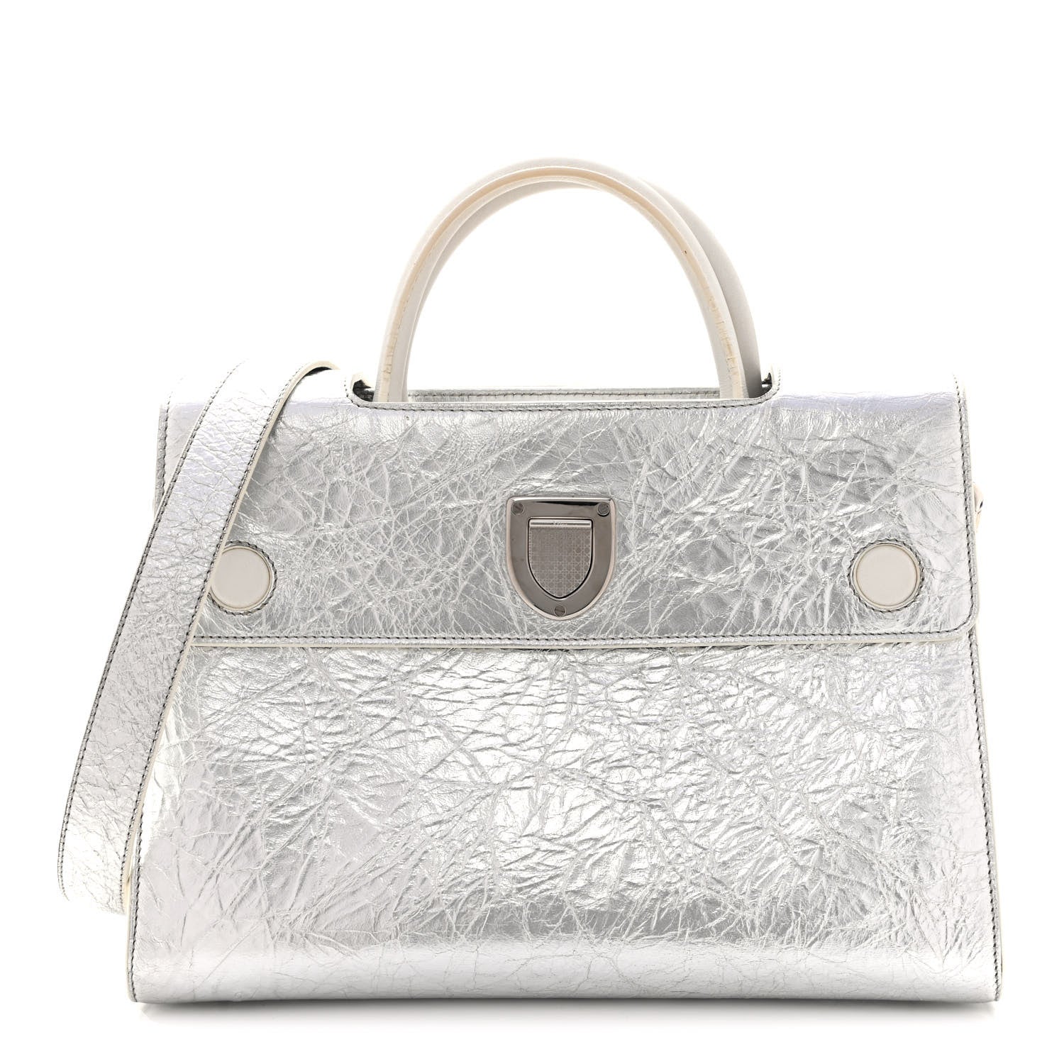 Christian Dior Metallic Calfskin Medium Diorever Flap Silver 1 of 14