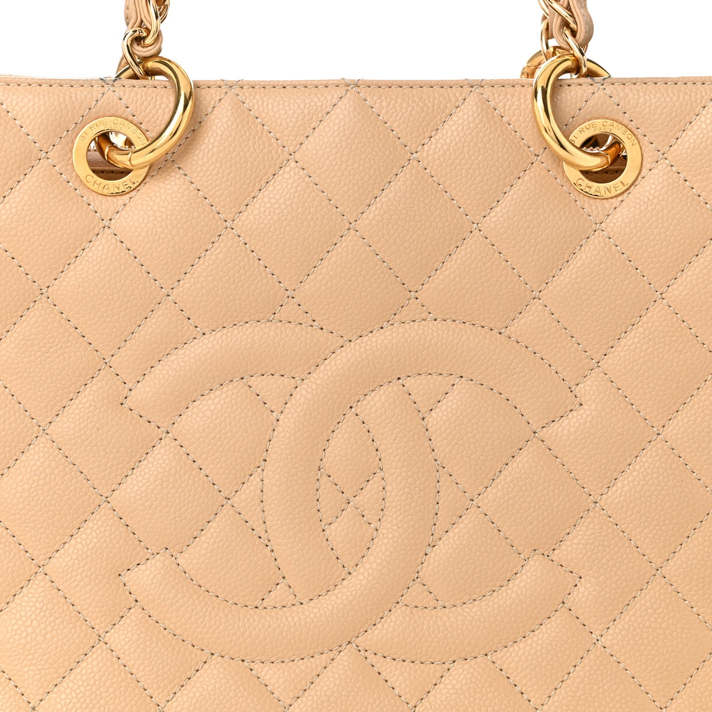 Caviar Quilted Grand Shopping Tote GST Beige Clair