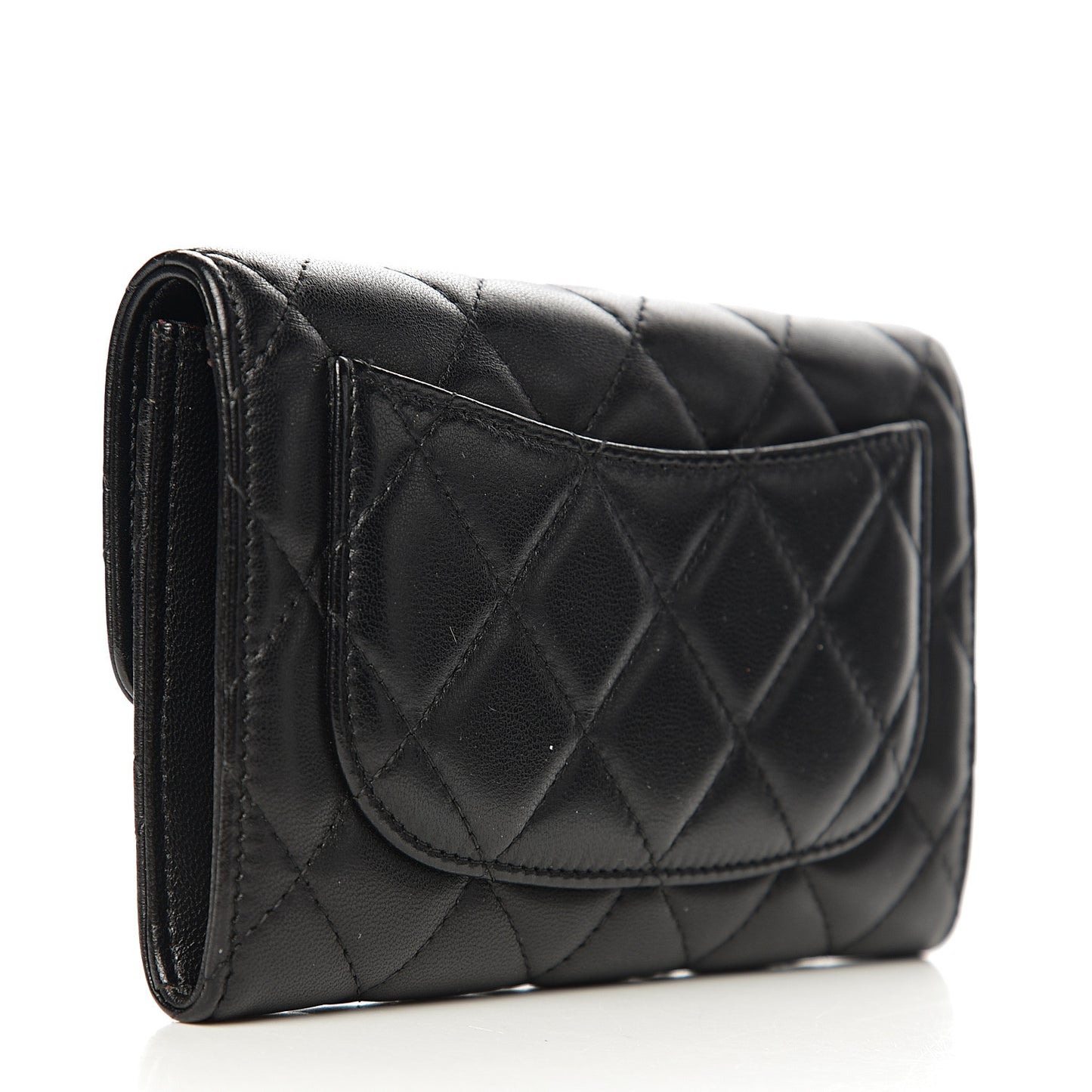 Lambskin Quilted Small Flap Wallet Black