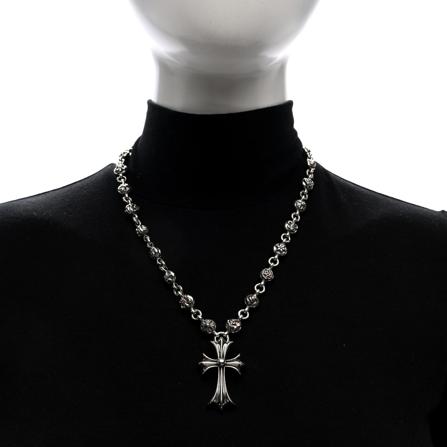 Sterling Silver Cross Pendant Ball Chain Necklace