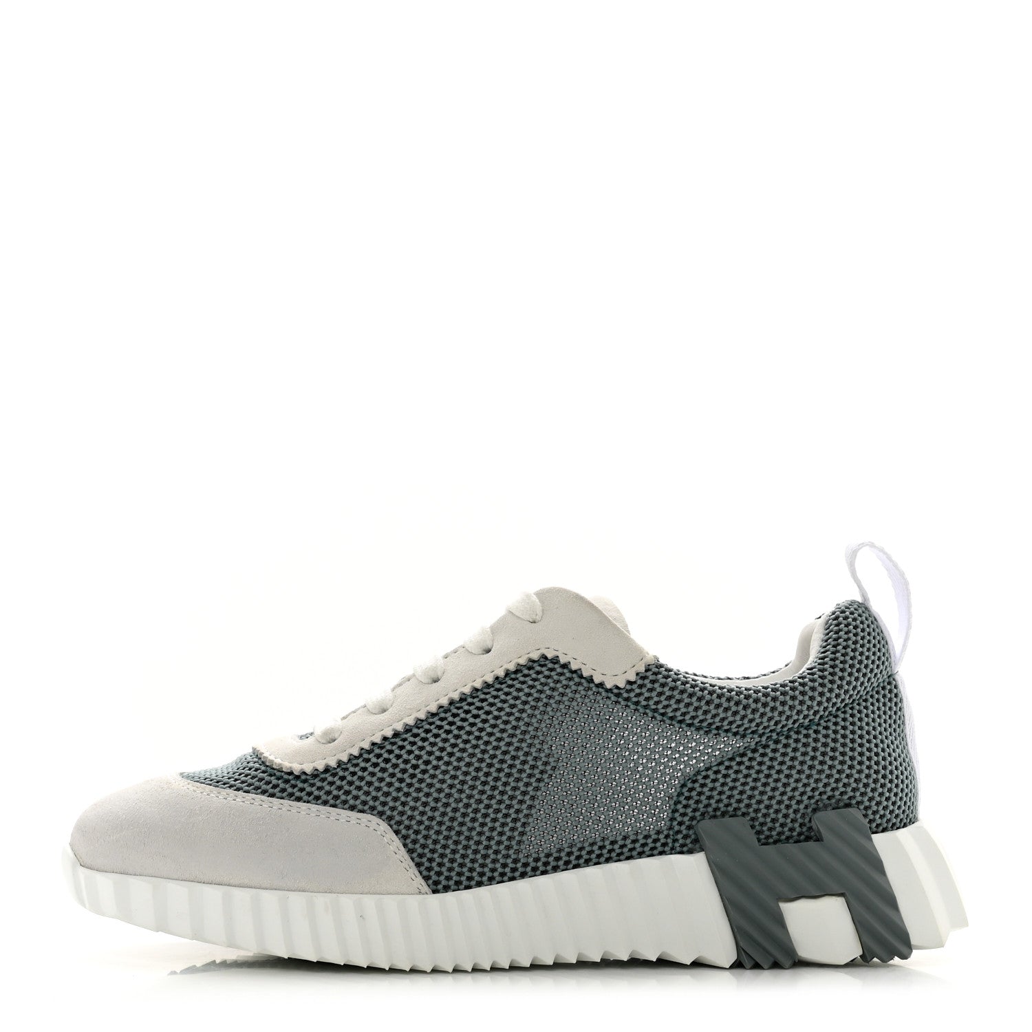 Hermes Air Mesh Suede Goatskin Bouncing Sneakers 35 Vert D'eau White 1 of 9