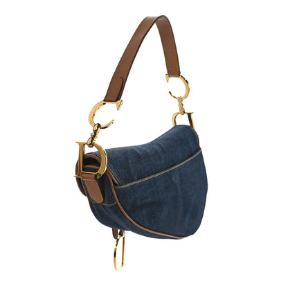 Christian Dior Denim Calfskin Saddle Bag Blue 3 of 10