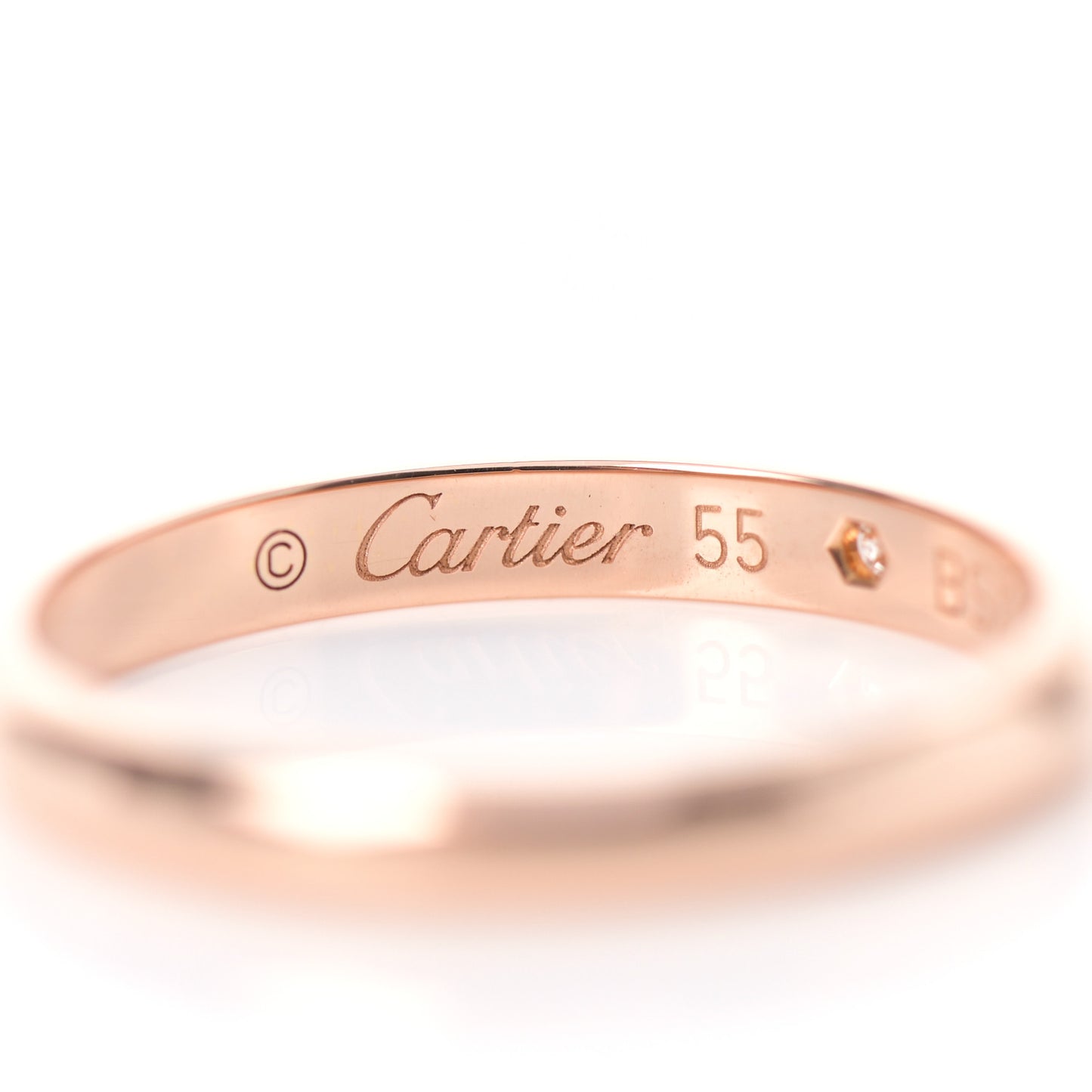 18K Pink Gold Diamond 2.6mm 1895 Wedding Band Ring 55 7.25