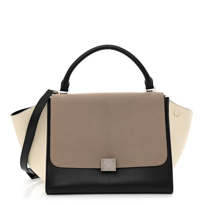 Celine Drummed Calfskin Medium Tri-Color Trapeze Light Khaki 1 of 10