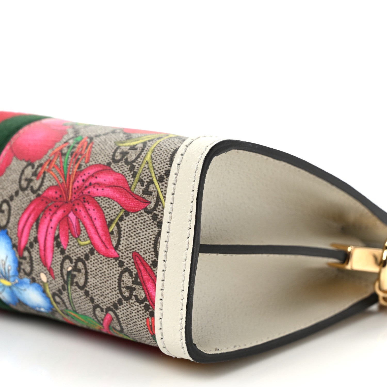 Gucci GG Supreme Monogram Flora Web Small Ophidia Chain Shoulder Bag White 9 of 10