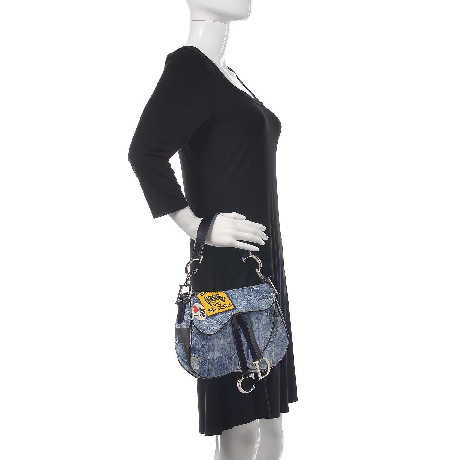 Christian Dior Denim Miss Diorella Double Saddle Bag Blue 2 of 10