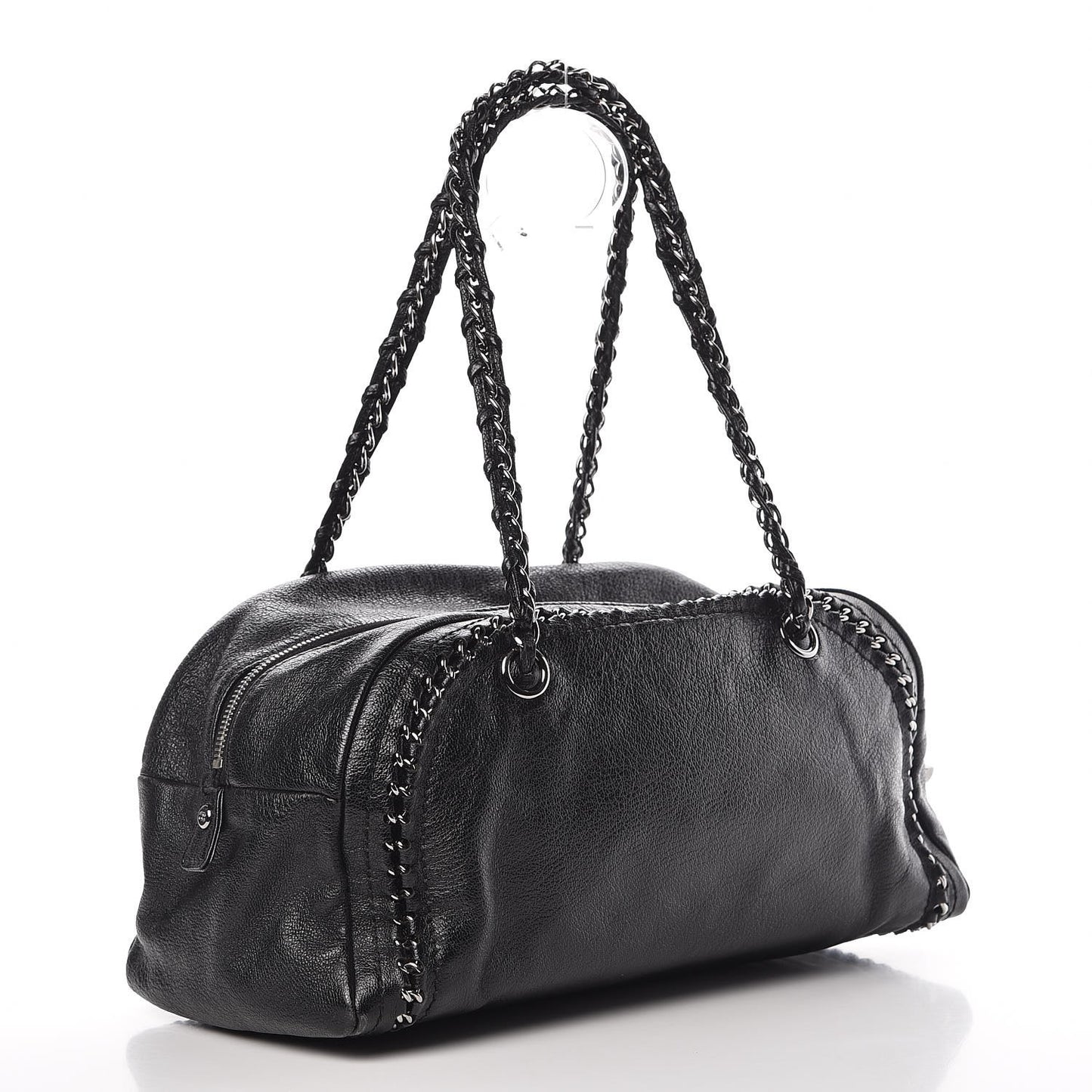 Metallic Goatskin Medium Luxe Ligne Bowler Black