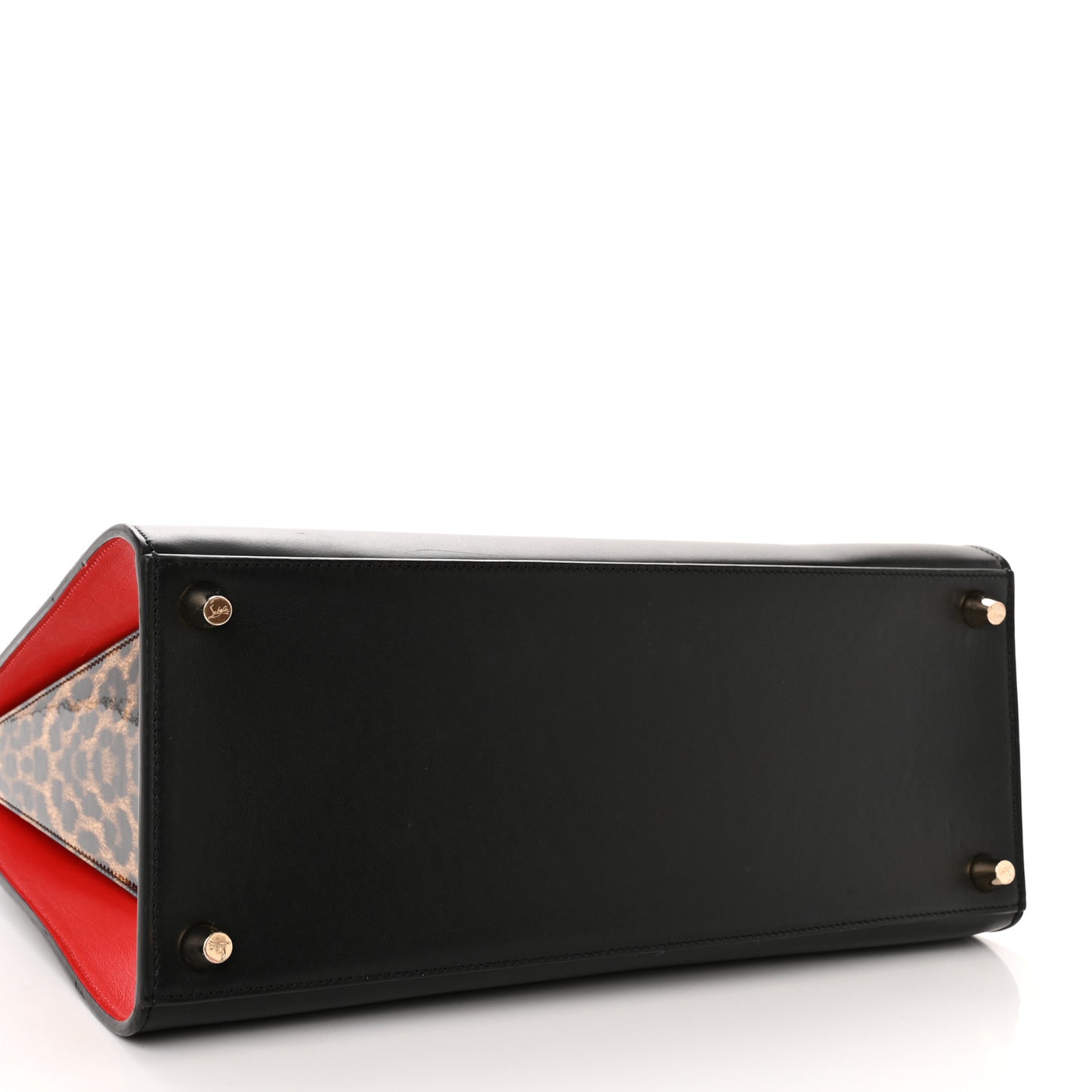 Calfskin Patent Leopard Spiked Large Paloma Black