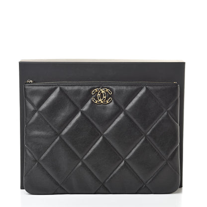 Chanel Goatskin Quilted Large Chanel 19 Cosmetic Case Black 8 of 8