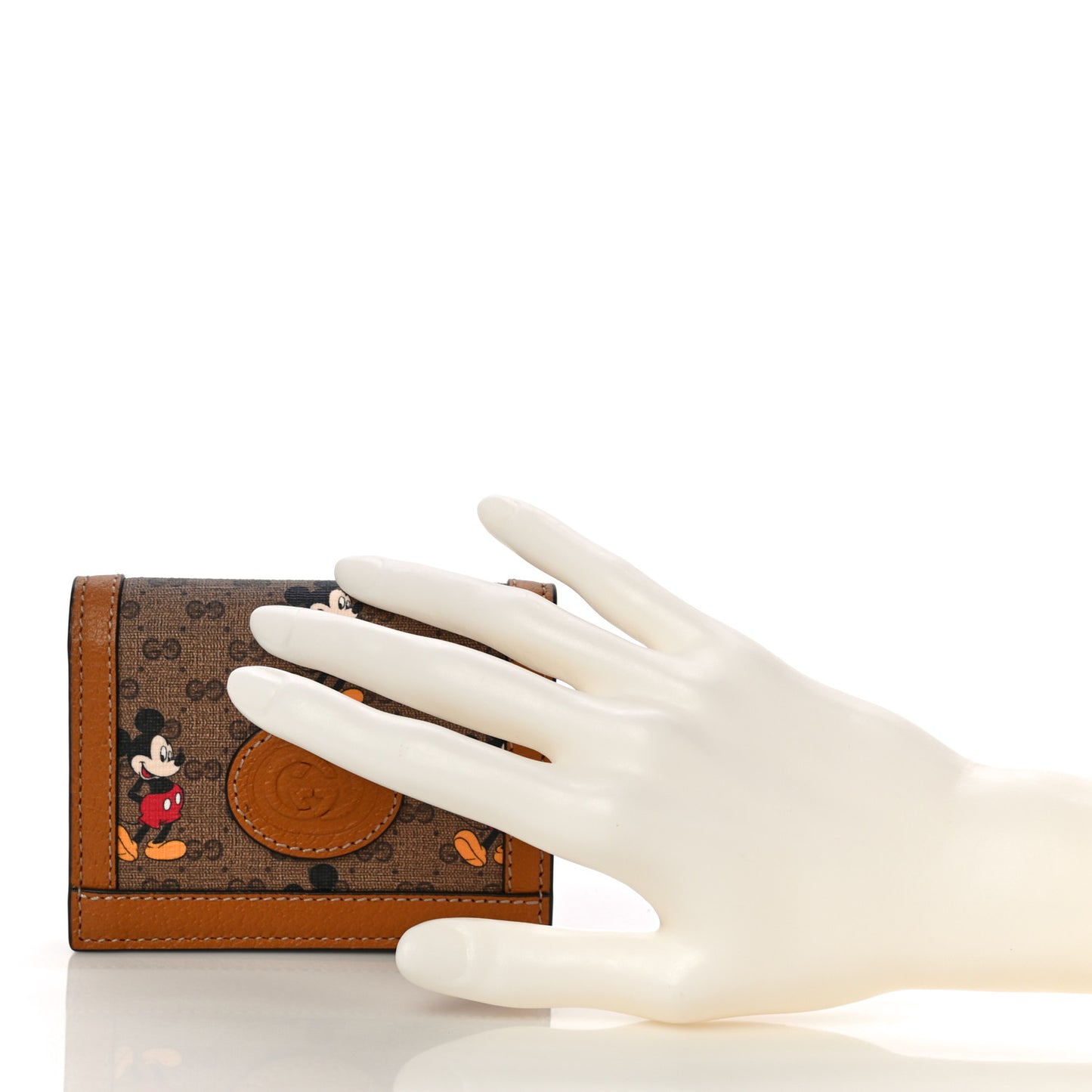X DISNEY Mini Vintage GG Supreme Monogram Mickey Mouse Card Holder Wallet Beige Vintage Sun Oil