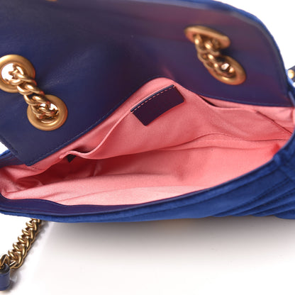 Gucci Velvet Matelasse Mini GG Marmont Shoulder Bag Cobalt Blue 5 of 12
