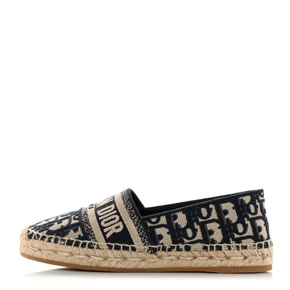Christian Dior Oblique Embroidered Granville 15mm Espadrilles 35.5 Deep Blue 1 of 9