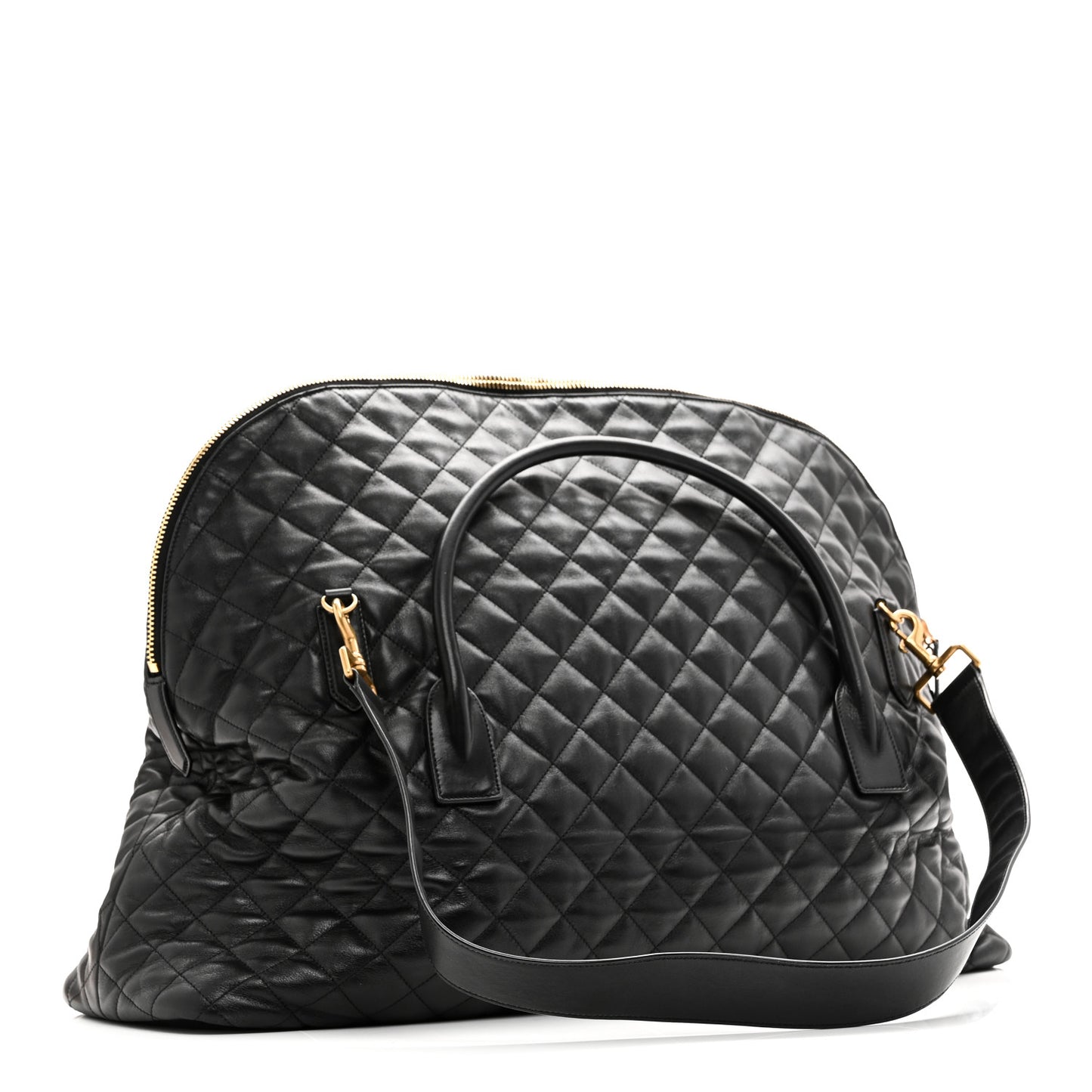 Calfskin Quilted ES Giant Travel Bag Black