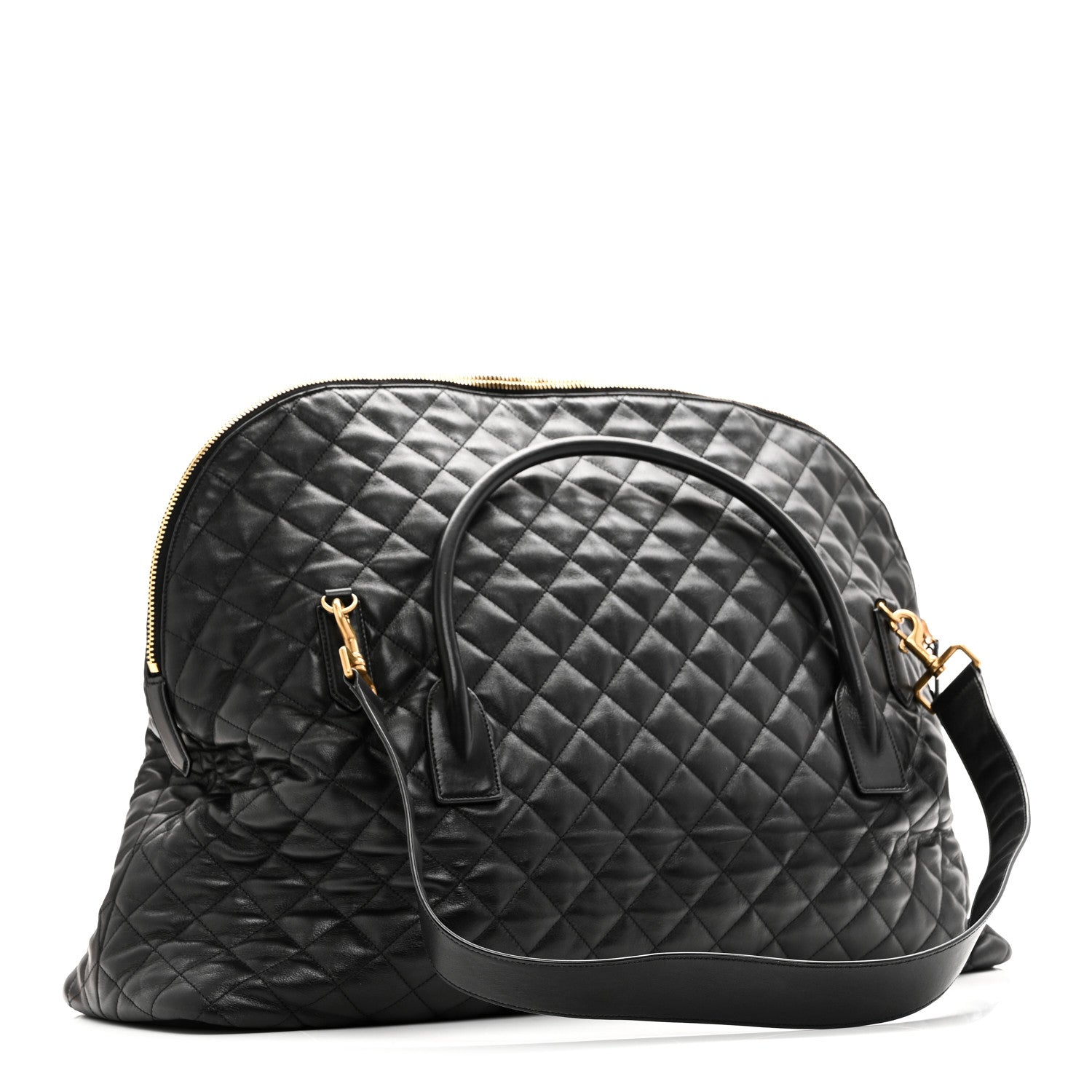 Saint Laurent Calfskin Quilted ES Giant Travel Bag Black 3 of 10