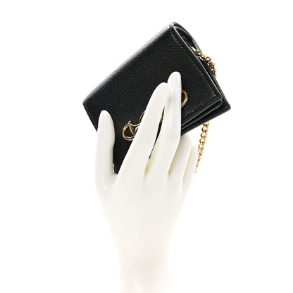 Gucci Grainy Calfskin Zumi Chain Card Case Wallet Black 2 of 9