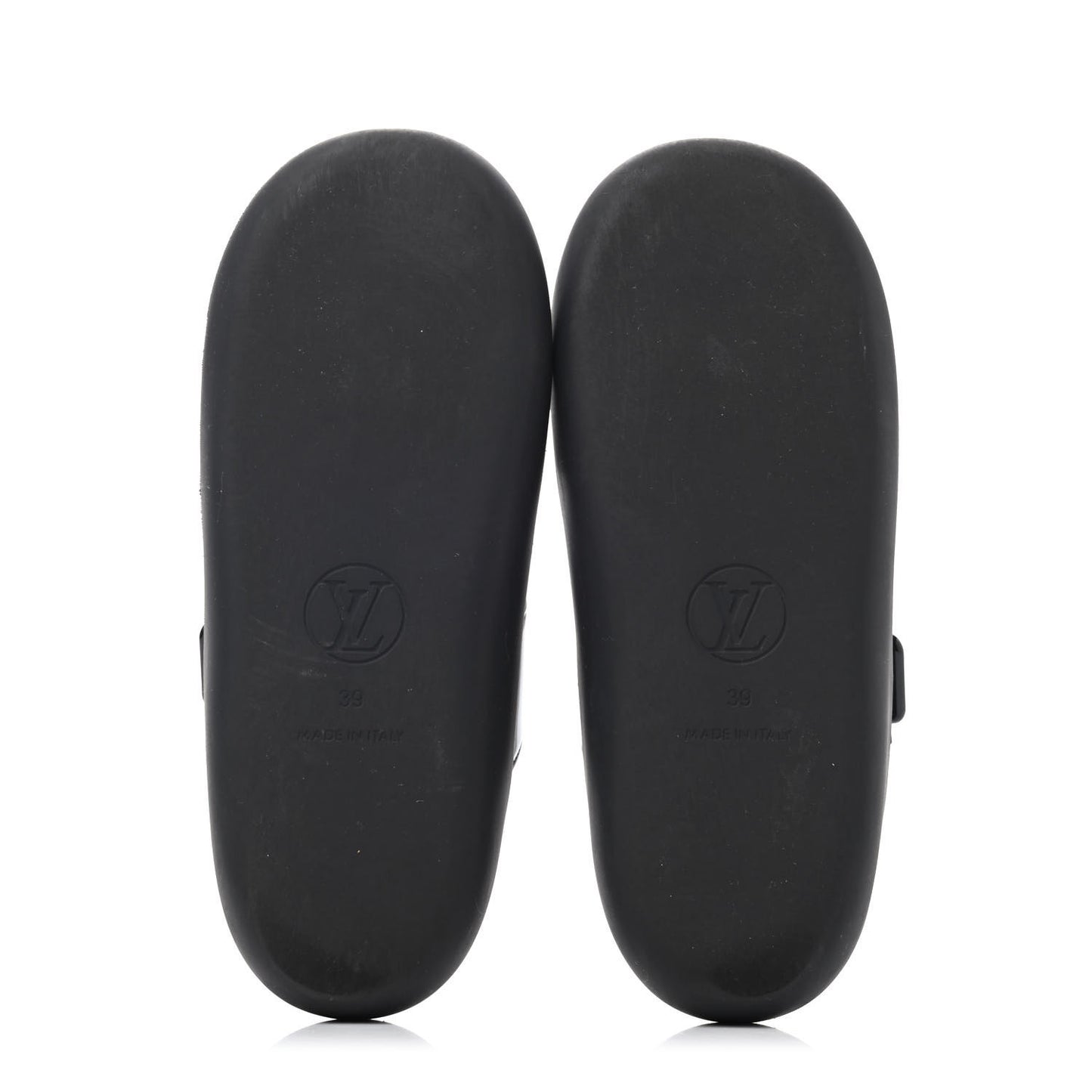Monogram Sunbath Flat Mule Sandals 39 Black