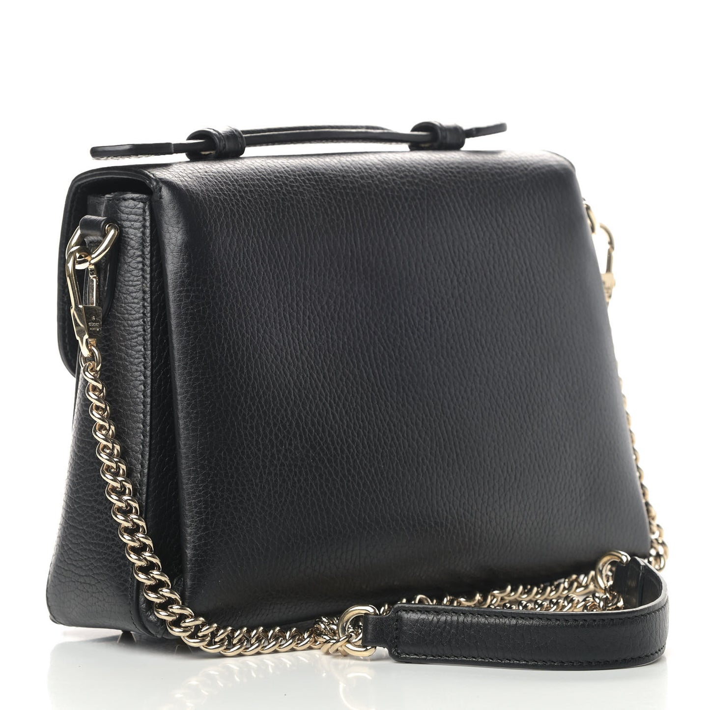Dollar Calfskin Interlocking G Top Handle Shoulder Bag Black