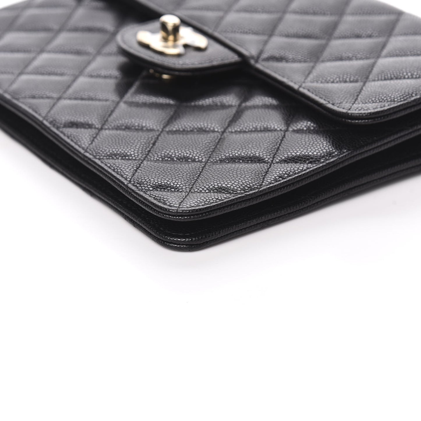 Caviar Quilted Square Flap Clutch Black