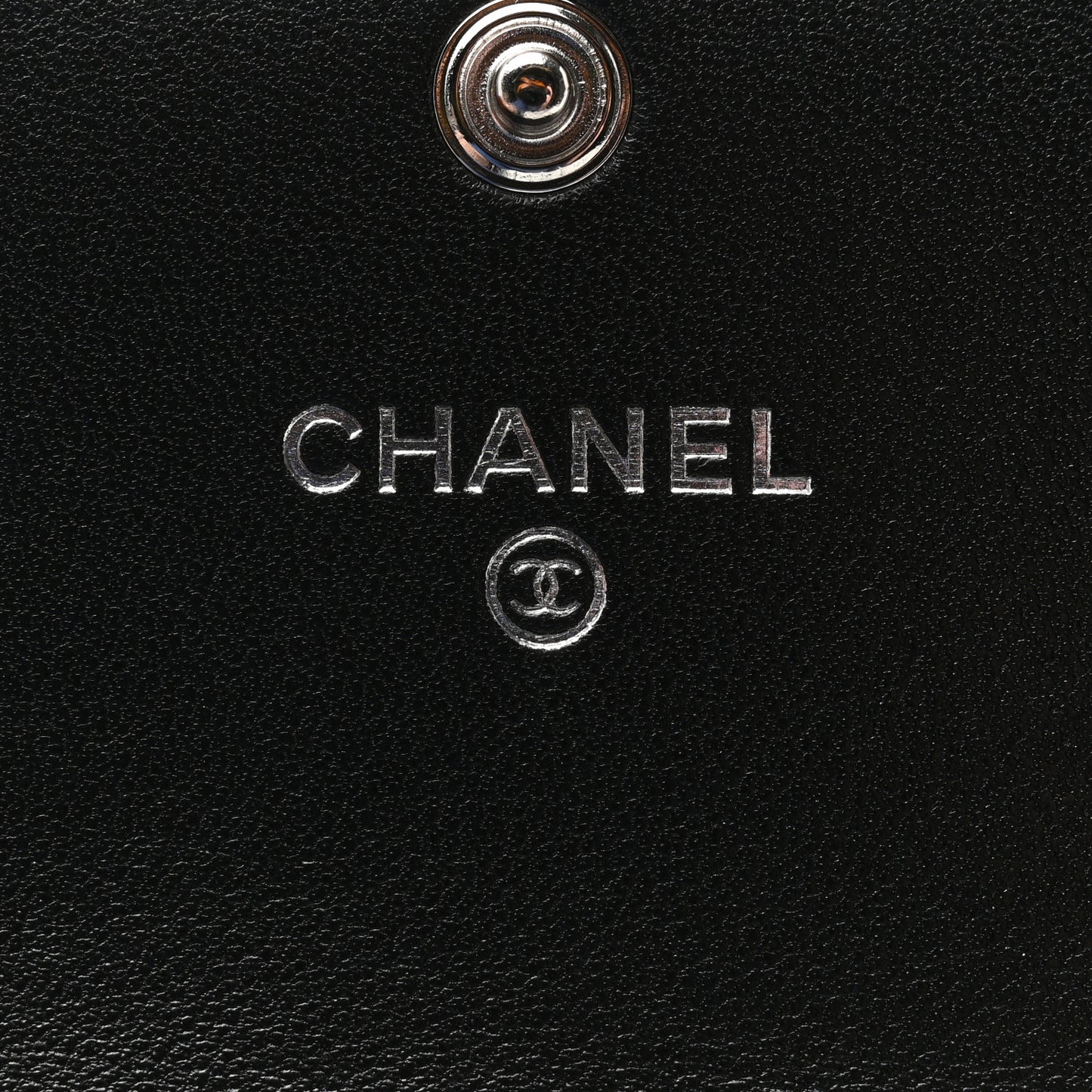Lambskin Quilted Crystal CC Medium Flap Wallet Black