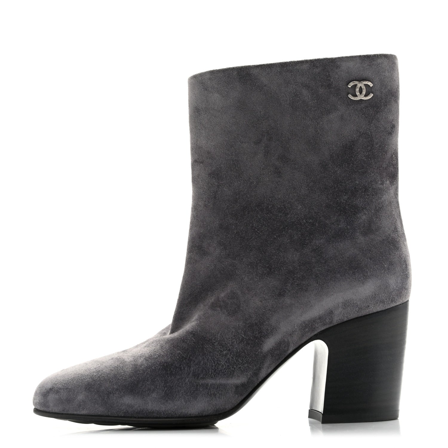 Chanel Suede Calfskin CC Short Boots 37.5 Grey 1 of 11