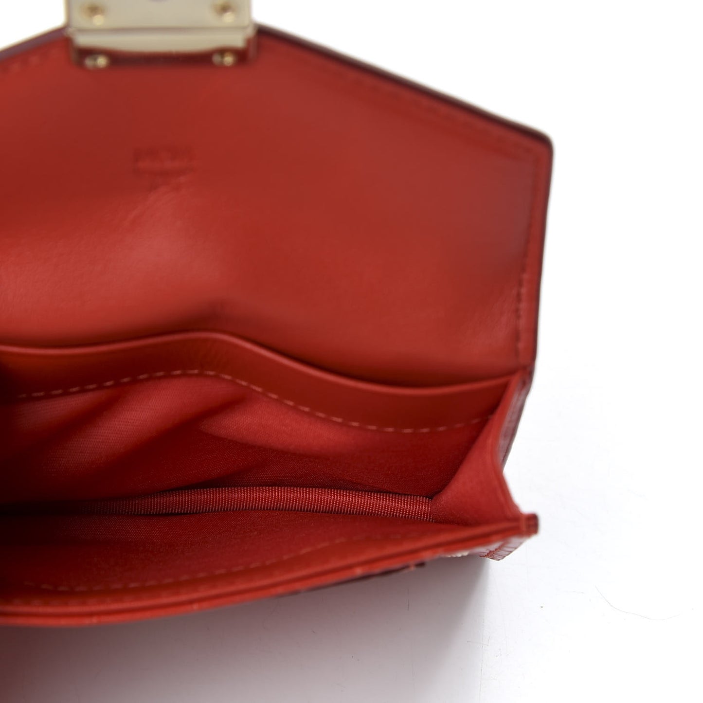 Calfskin Crocodile Embossed Flap Card Holder Ruby Red