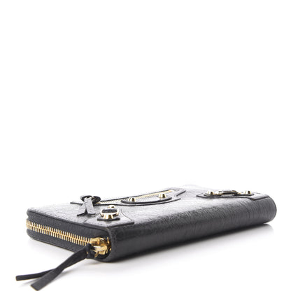 Balenciaga Agneau Classic Gold Hardware Continental Zip Around Wallet Gris Fossile 4 of 8