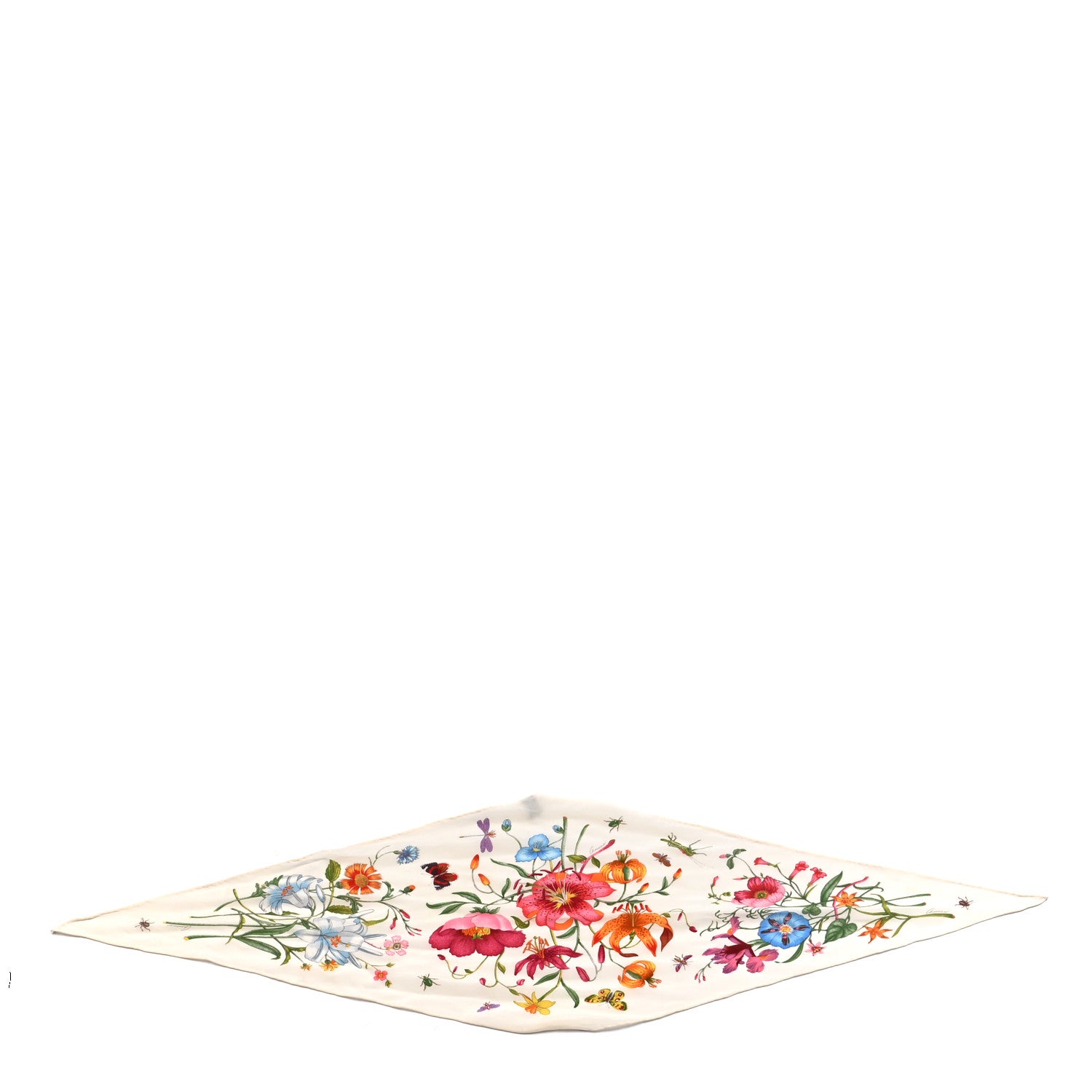 Gucci Silk Floral Triangle Scarf White Multicolor 1 of 4