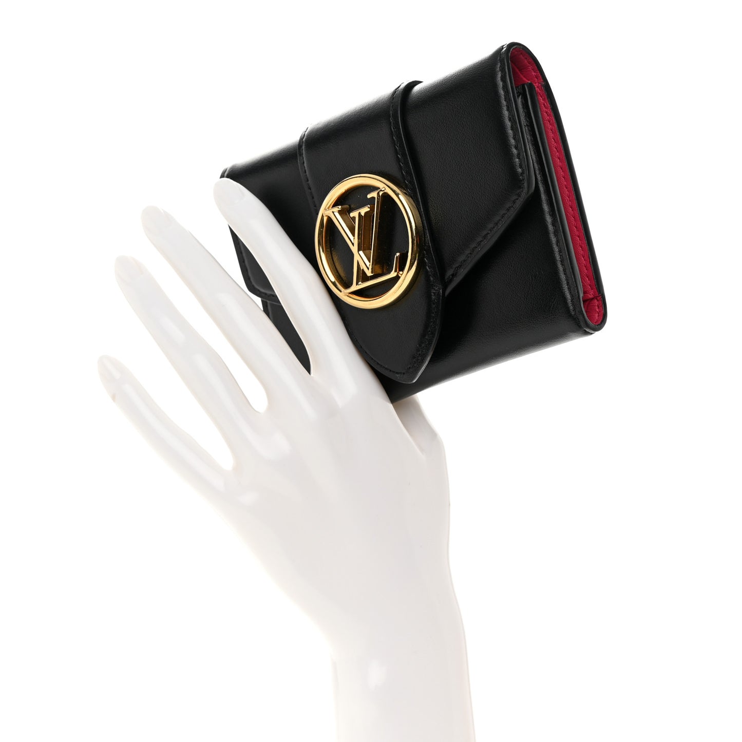 Smooth Calfskin LV Pont 9 Compact Wallet Black