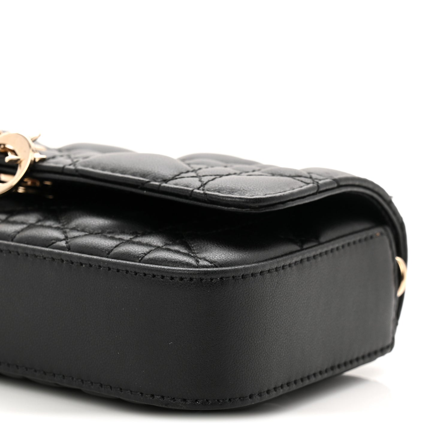 Lambskin Cannage Dior Talk Phone Pouch Black