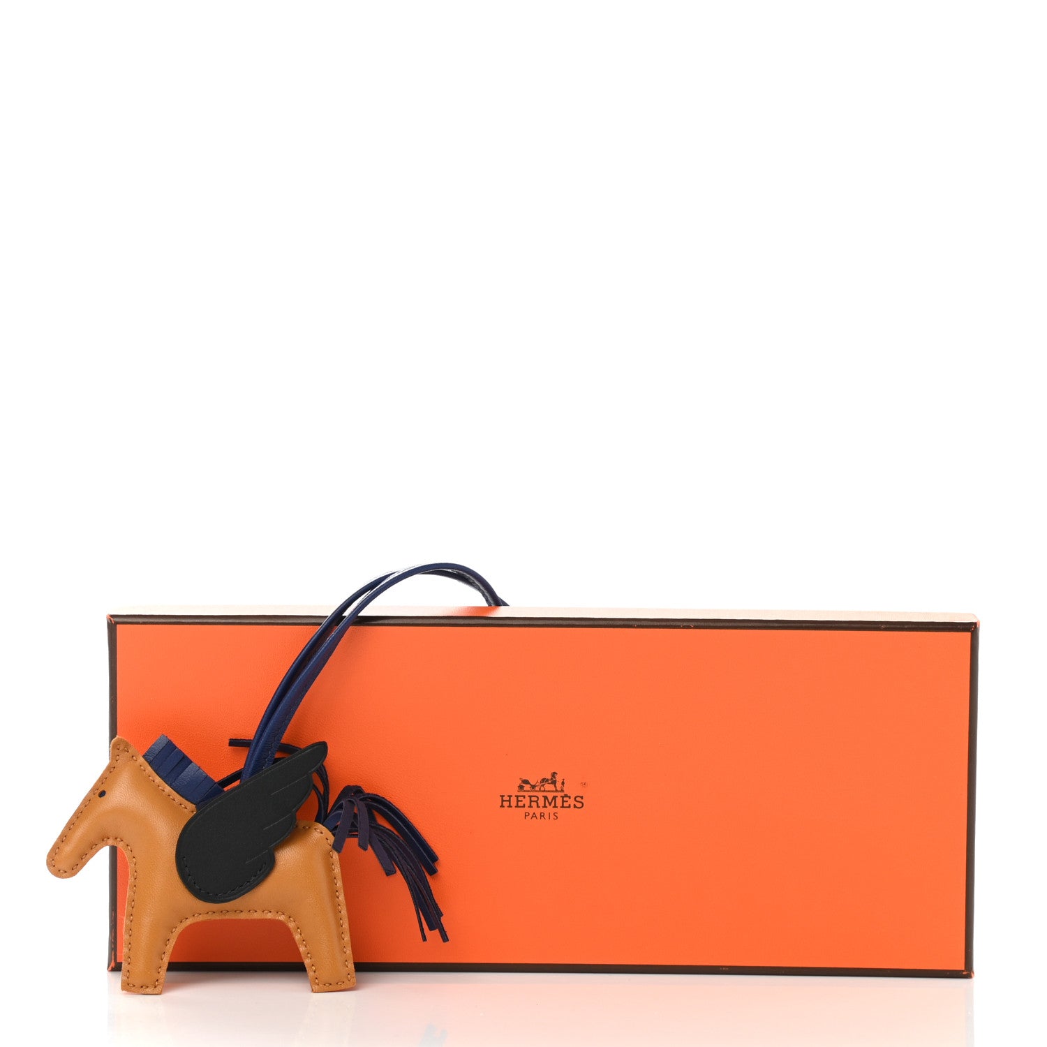 Hermes Milo Lambskin Grigri Rodeo Pegase Horse Bag Charm PM Sesame Black Bleu Saphir 5 of 5