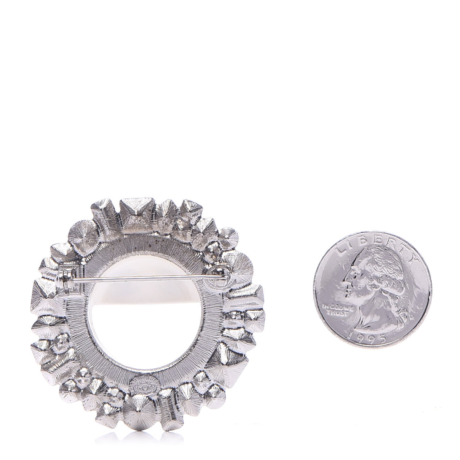 Chanel Crystal CC Smiley Emoji Brooch Silver 3 of 6