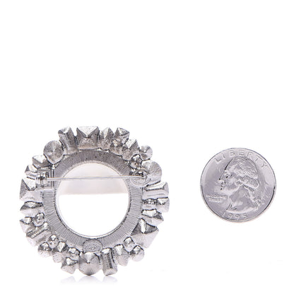 Chanel Crystal CC Smiley Emoji Brooch Silver 3 of 6