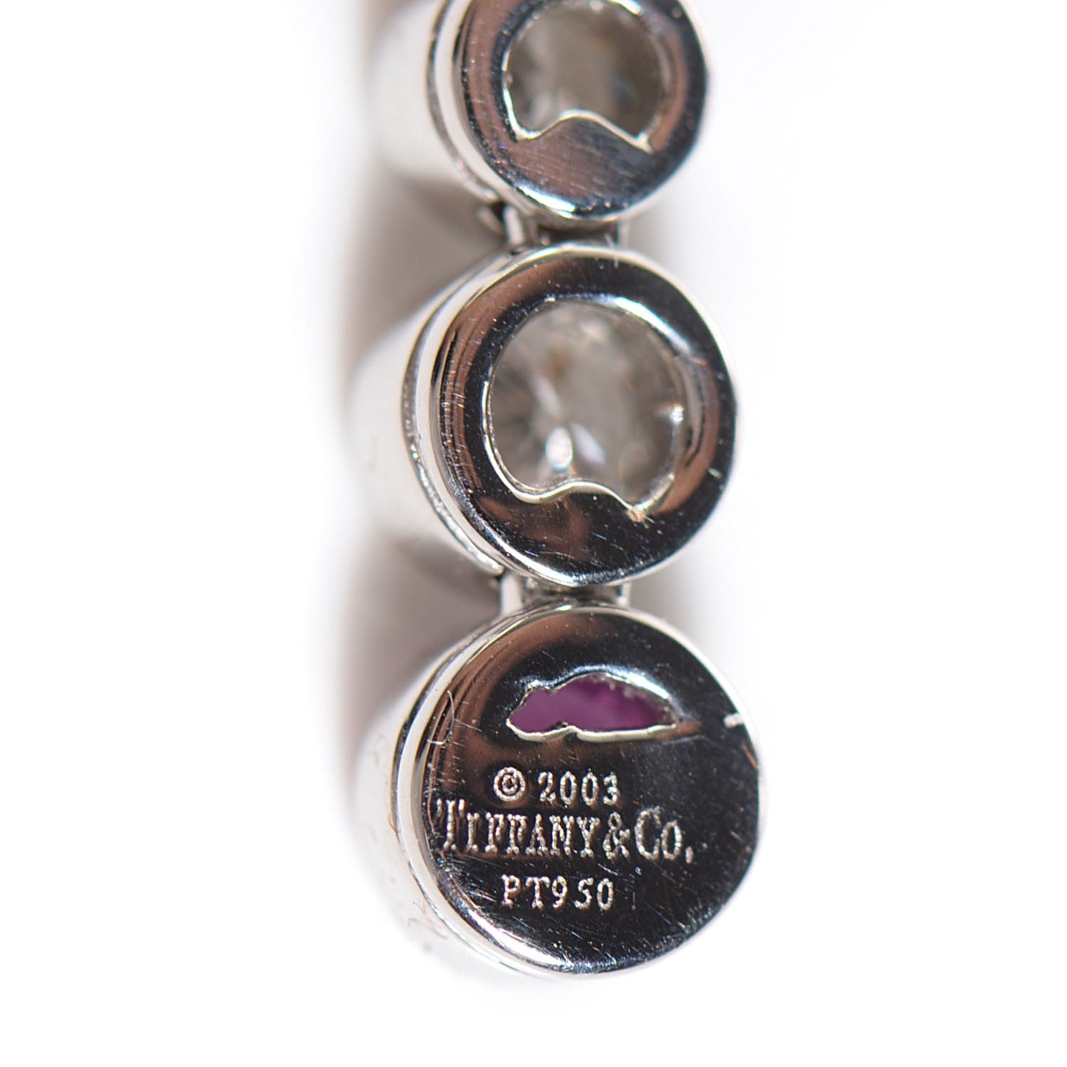 Tiffany Platinum Diamond Pink Sapphire Jazz Graduated Drop Pendant Necklace 7 of 9