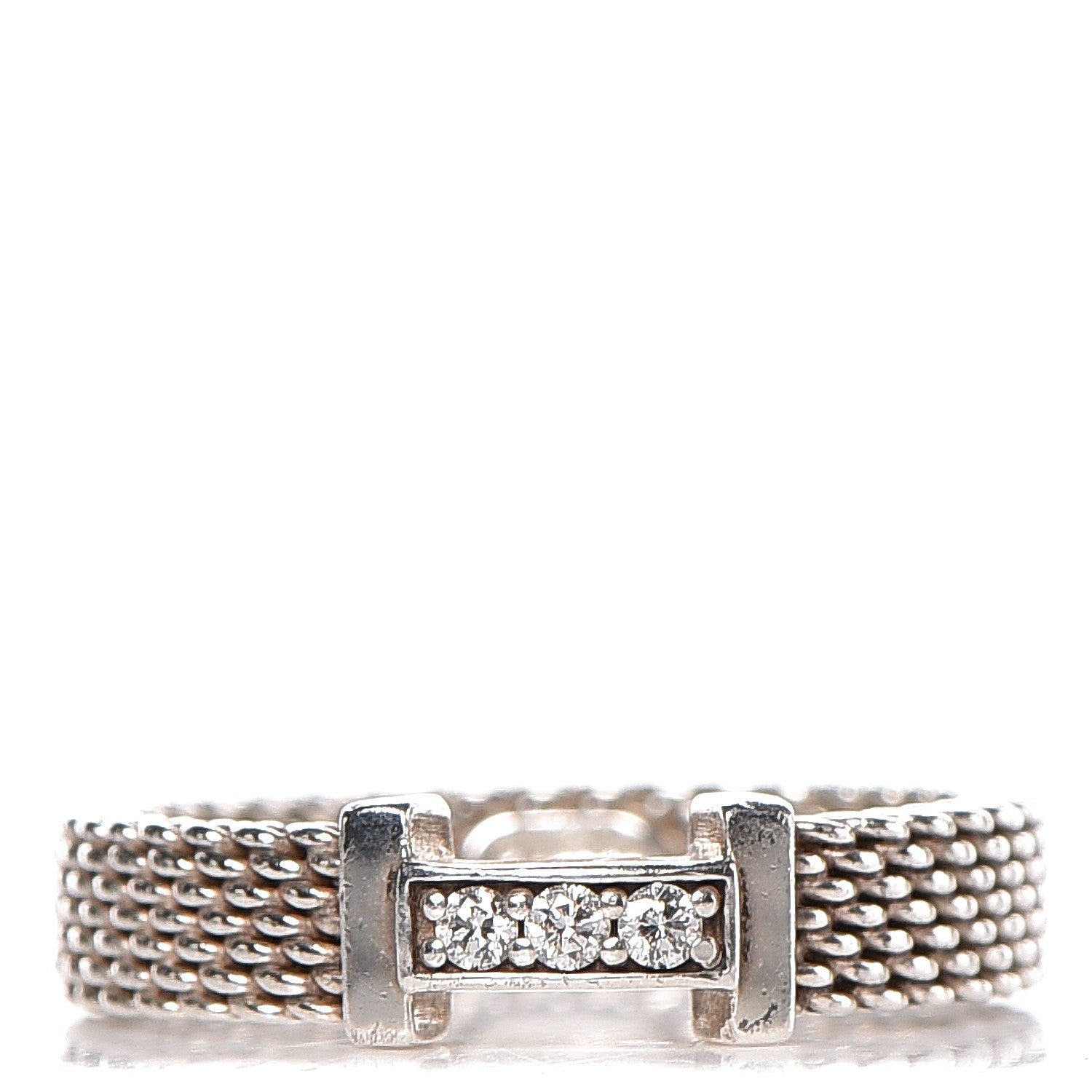 Tiffany Sterling Silver Diamond Somerset Narrow Ring 3.5 1 of 3