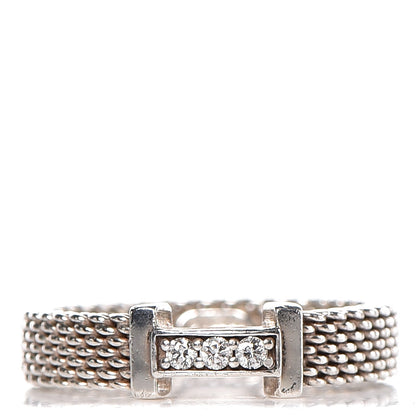 Tiffany Sterling Silver Diamond Somerset Narrow Ring 3.5 1 of 3