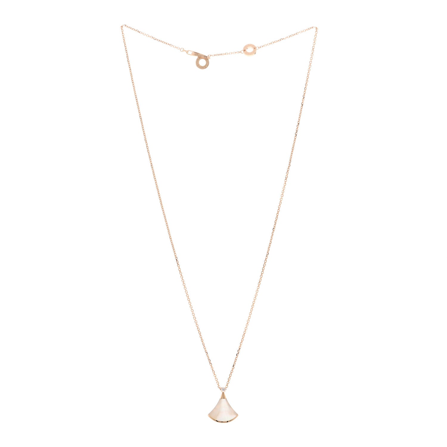 Bulgari 18K Rose Gold Diamond Mother of Pearl Small Divas' Dream Pendant Necklace 3 of 5