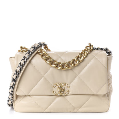Chanel Goatskin Quilted Large 19 Flap Beige 1 of 11
