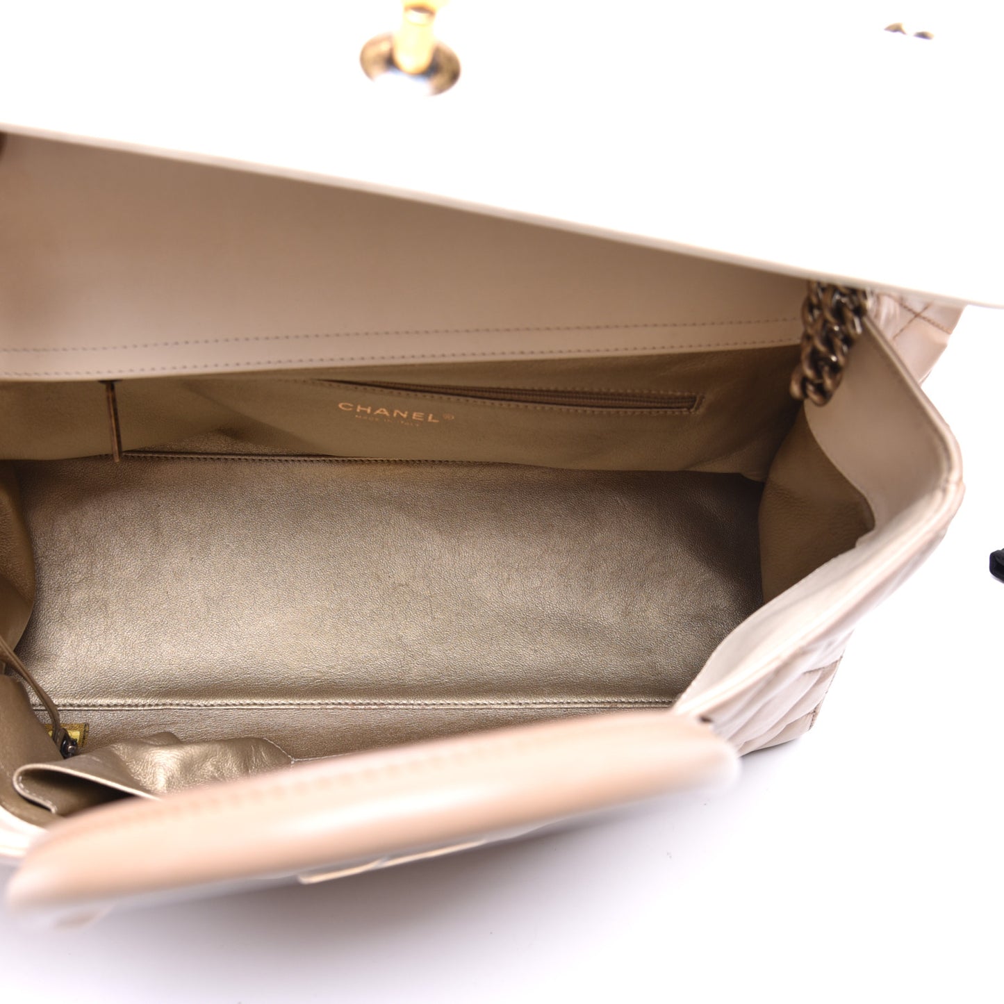 Lambskin Quilted Small Portobello Tote Beige